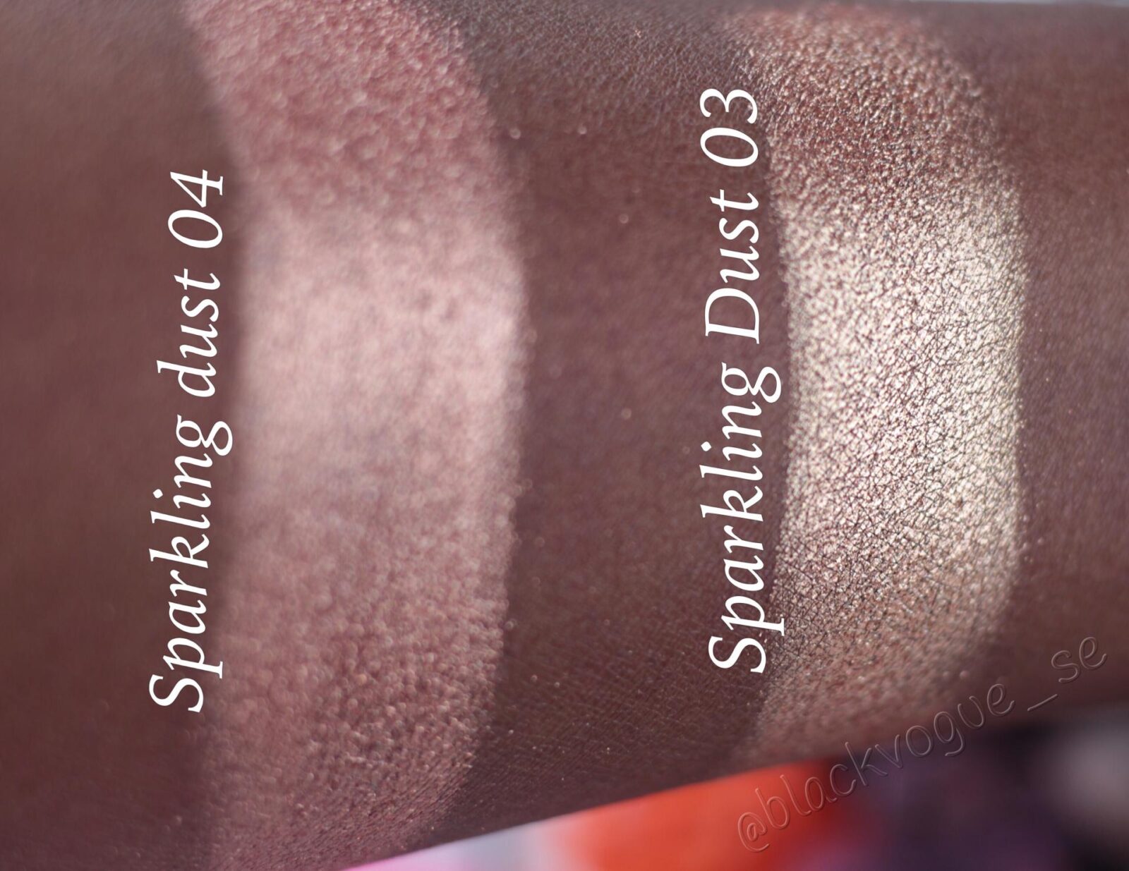 Inglot sparkling dust swatches