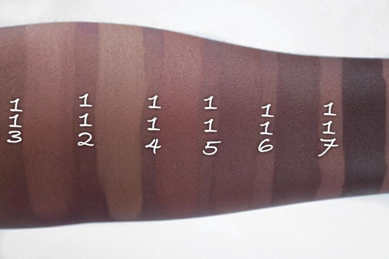 Swatches of a few of their shades