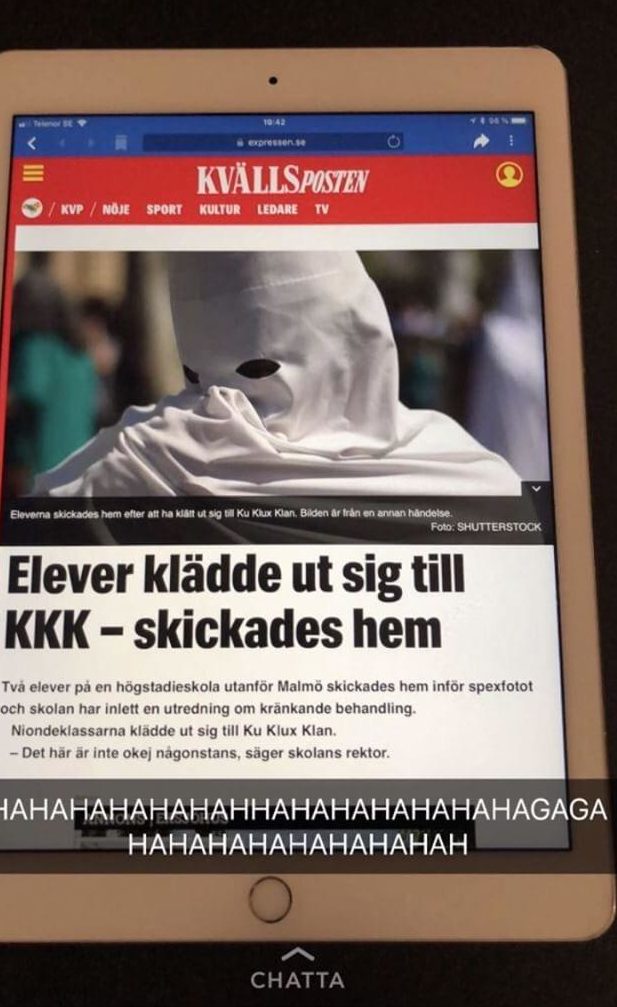 Lomma Pilängsskolan Sweden - Children dressed in KKK Outfits - IMG 2157 e1527610011379