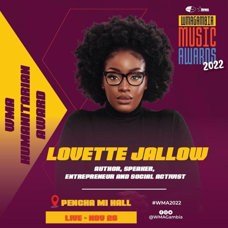 Lovette Jallow nominated for the WMA Humanitarian Award 2022.