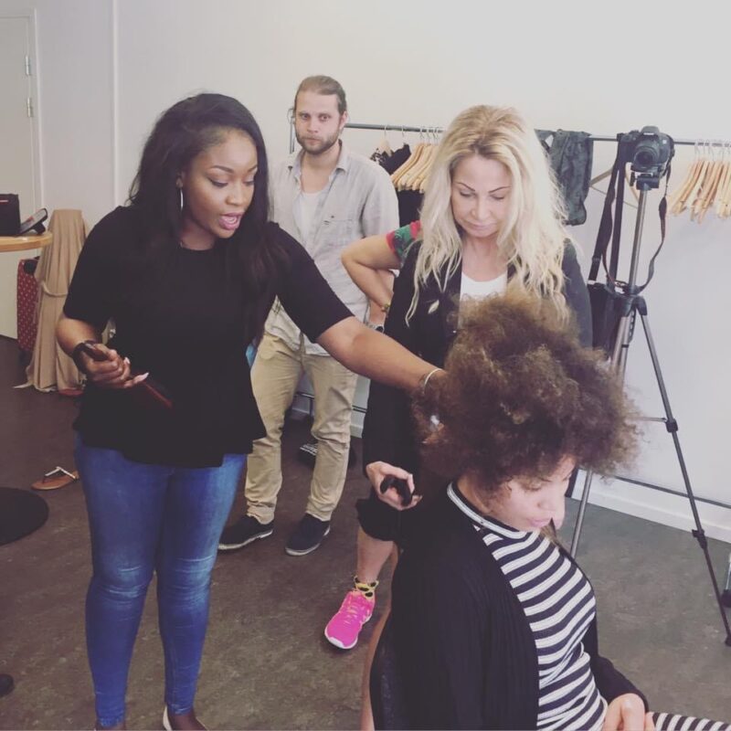 Lovette Jallow leading afro-textured hair workshop on SVT discussing inclusive beauty Sweden makeup for Afro-Swedes