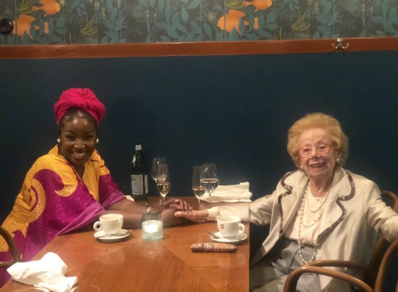 Lovette Jallow at dinner with Kate Wacz